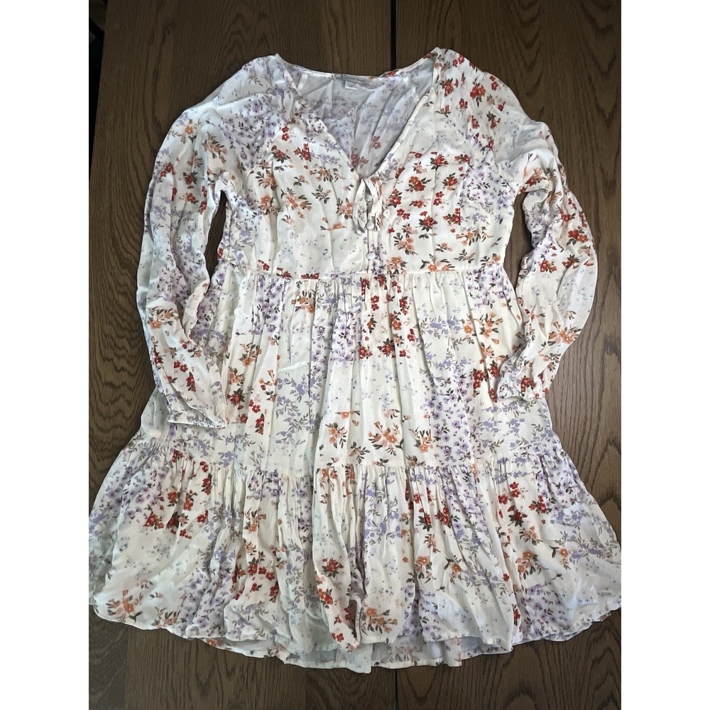 American Eagle Cottage Core Floral Tiered Long Sleeved Babydoll Dress Size XS